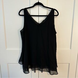 Lane Bryant Sheer Double Layer Sleeveless Top, black, size 16